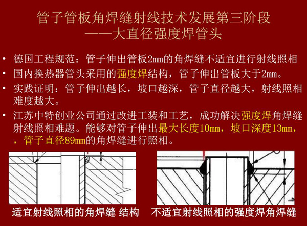 管子管板角焊縫射線技術發展第三階段:大直徑強度焊管頭